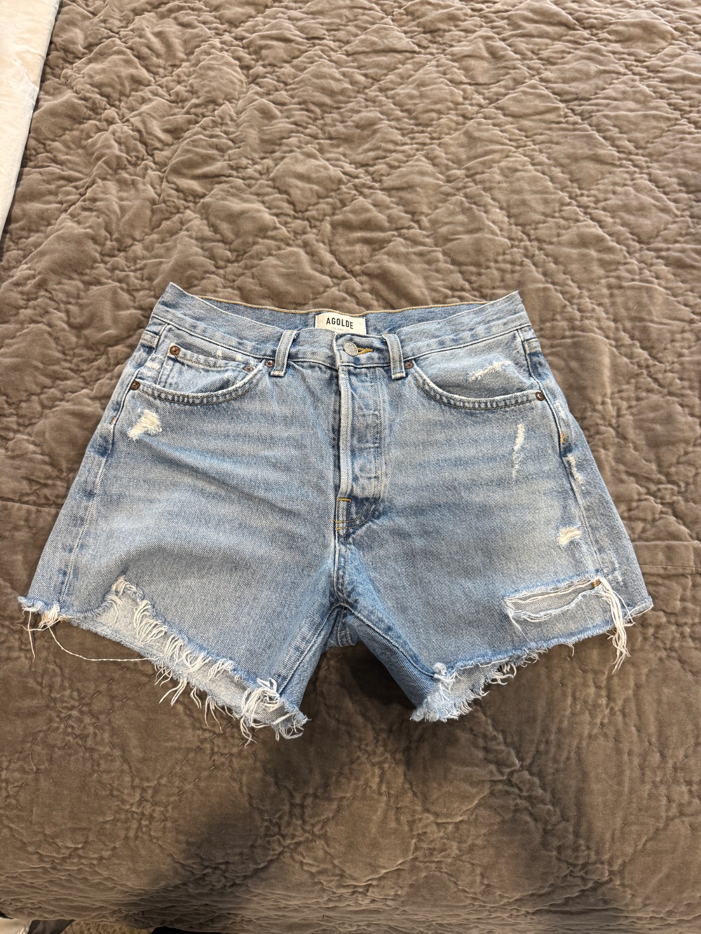 AGOLDE Parker Long Distressed Jean Shorts Size 26